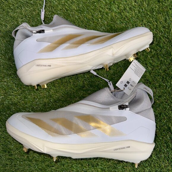 Adidas Adizero Impact+ BSB Metal Baseball Cleats IF8483 White Gold Men Size 10.5 - Picture 7 of 9